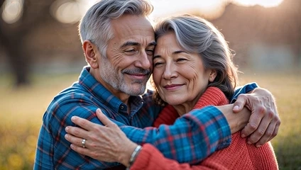 Older couple facing each other